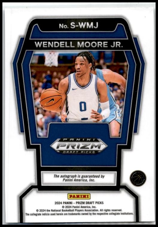 2024 Panini Prizm Draft Picks Signatures #S-WMJ Wendell Moore Jr. Auto Hornets