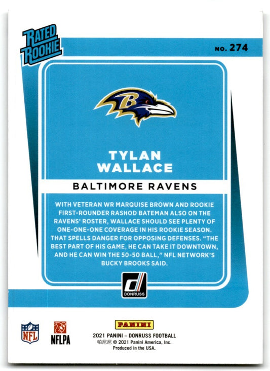 2021 Donruss Rated Rookie Tylan Wallace Rookie Baltimore Ravens #274