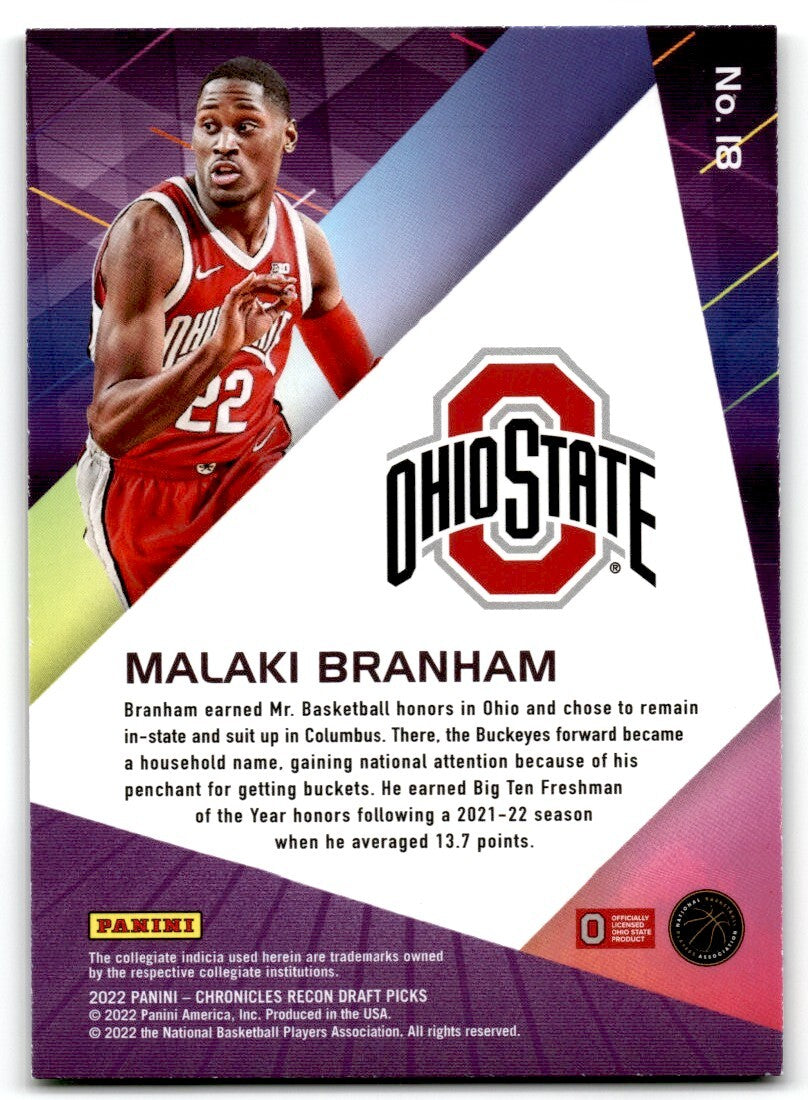 2022-23 Chroncles Recon Draft Picks Malaki Branham San Antonio Spurs #18
