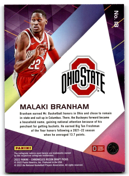 2022-23 Chroncles Recon Draft Picks Malaki Branham San Antonio Spurs #18