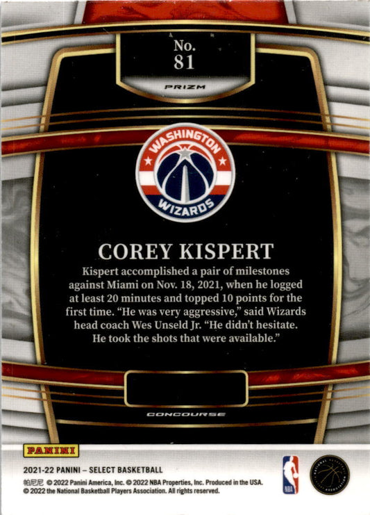 2021-22 Panini Select Blue #81 Corey Kispert Washington Wizards