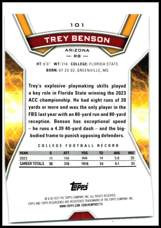 2024 Topps Resurgence Gold Power Surge – /50 #101 Trey Benson Cardinals