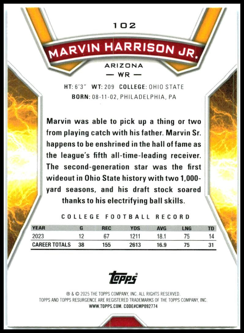 2024 Resurgence Blue and Orange Spark #102 Marvin Harrison JR