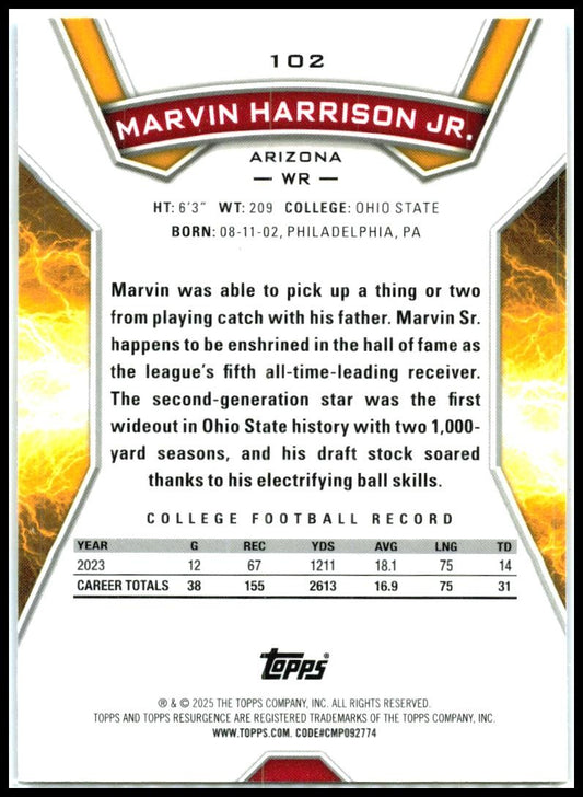 2024 Resurgence Blue and Orange Spark #102 Marvin Harrison JR