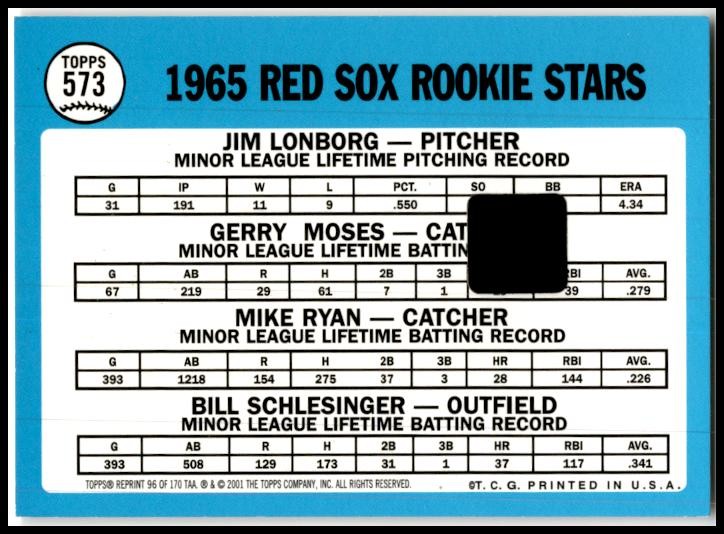 2001 Topps Archives Autographs #TAA96 Jim Lonborg Auto Boston Red Sox