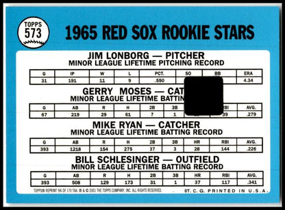 2001 Topps Archives Autographs #TAA96 Jim Lonborg Auto Boston Red Sox