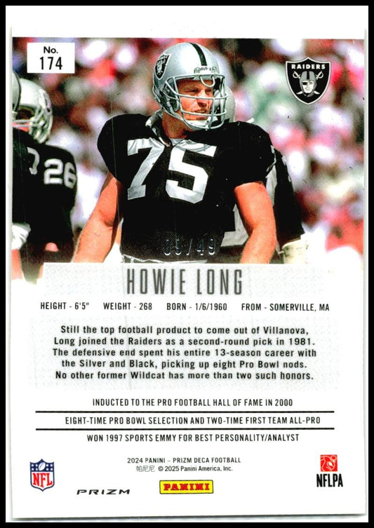 2024 Panini Prizm Deca Orange Prizms #174 Howie Long #/49 Los Angeles Raiders