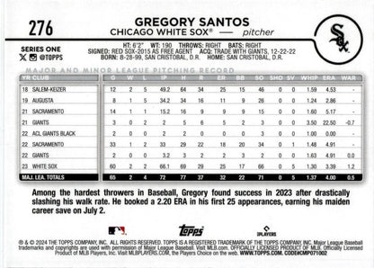 2024 Topps Rainbow Foil #276 Gregory Santos Chicago White Sox