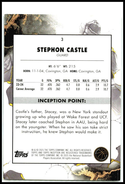 2024-25 Topps Inception Holo Gold /50 #3 Stephon Castle Rookie Spurs