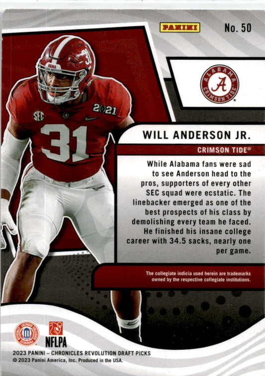 2023 Panini Chronicles  Revolution Draft Picks #50 Will Anderson Jr. Alabama