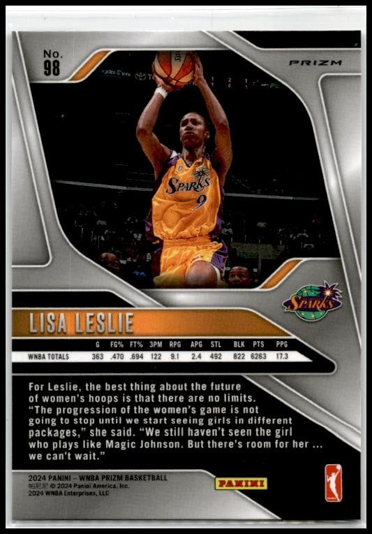2024 Panini Prizm WNBA Silver Prizms #98 Lisa Leslie Los Angeles Sparks