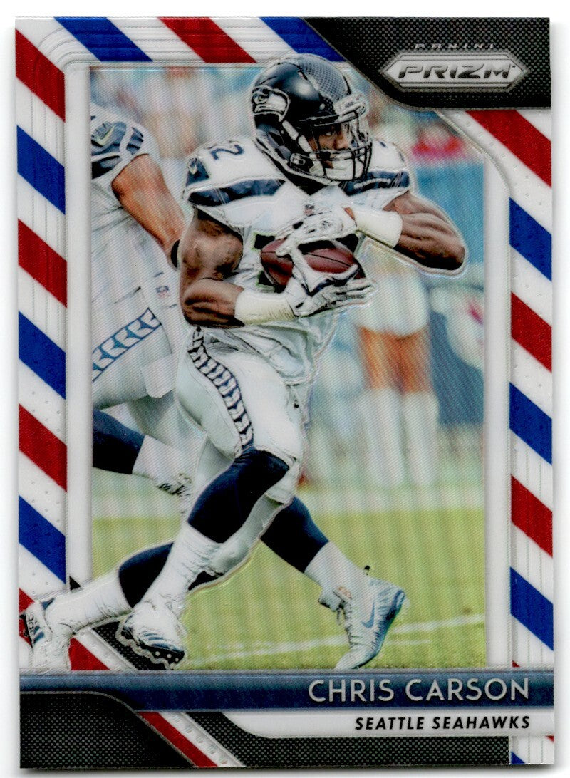 2018 Panini Prizm Red White & Blue Prizm Chris Carson Seattle Seahawks #24