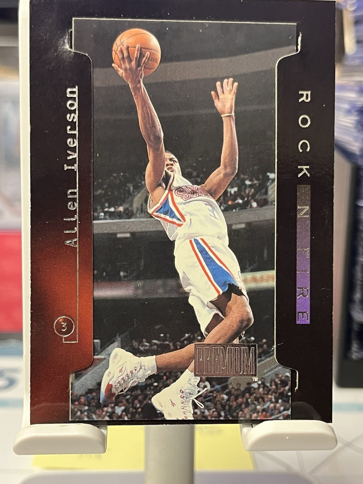 Allen Iverson 1997-98 SkyBox Premium #1 RF Rock n' Fire Philadelphia 76ers