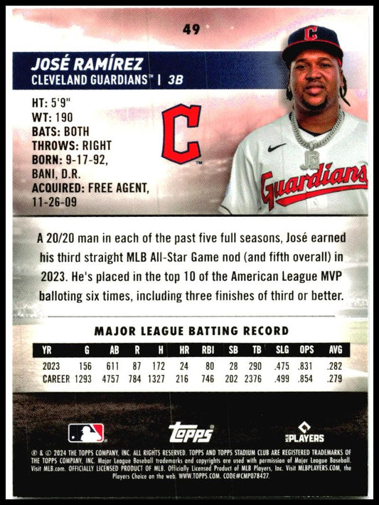 2024 Stadium Club #49 José Ramírez Cleveland Guardians