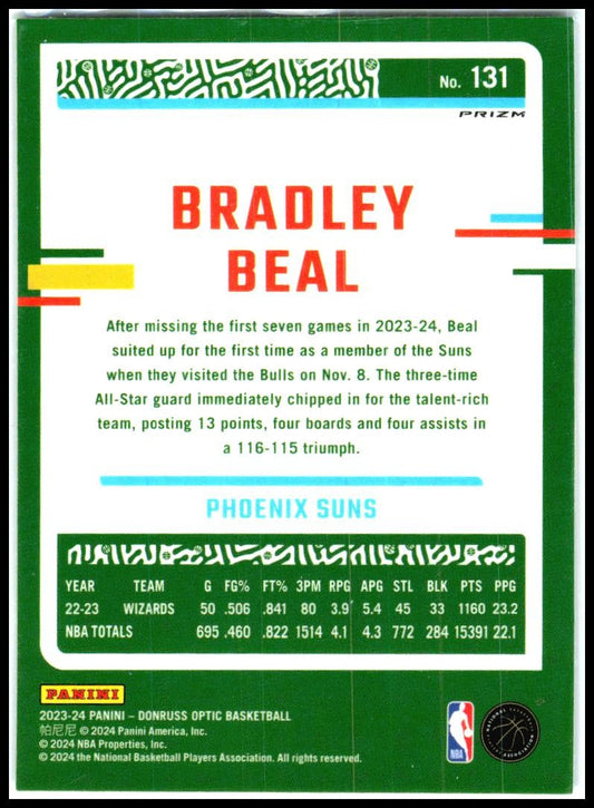 2023-24 Donruss Optic Purple #131 Bradley Beal Phoenix Suns