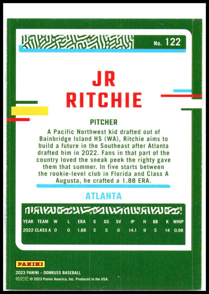 2023 Donruss #122 JR Ritchie Atlanta Braves