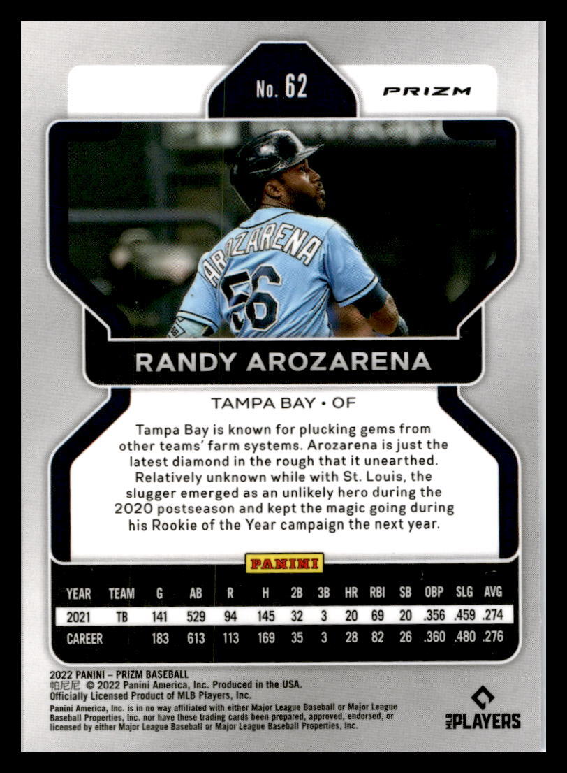 2022 Panini Prizm Red/White/Blue #62 Randy Arozarena