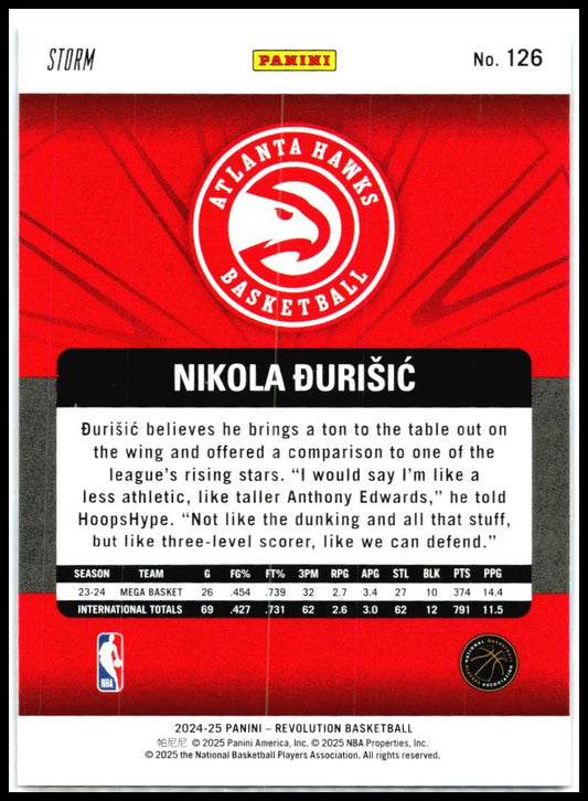 2024-25 Panini Revolution #126 Nikola Durisic Rookie Atlanta Hawks