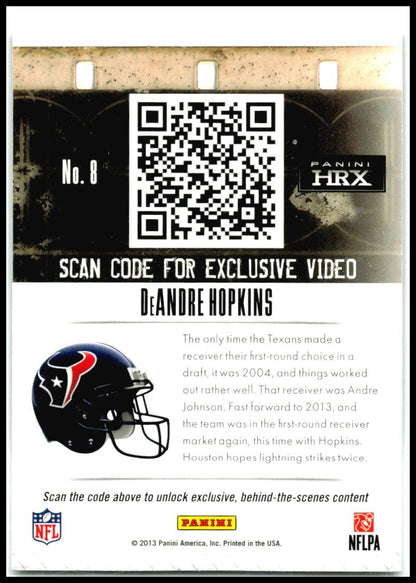 2013 Panini Prizm HRX Rookies #8 DeAndre Hopkins Houston Texans