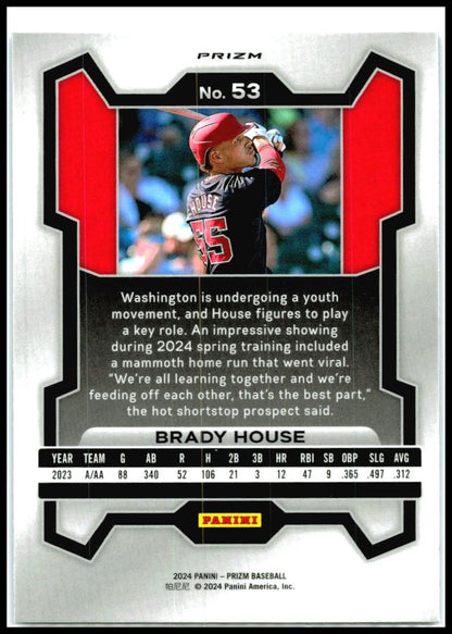 2024 Panini Prizm Blue Ice Prizms #53 Brady House Washington Nationals