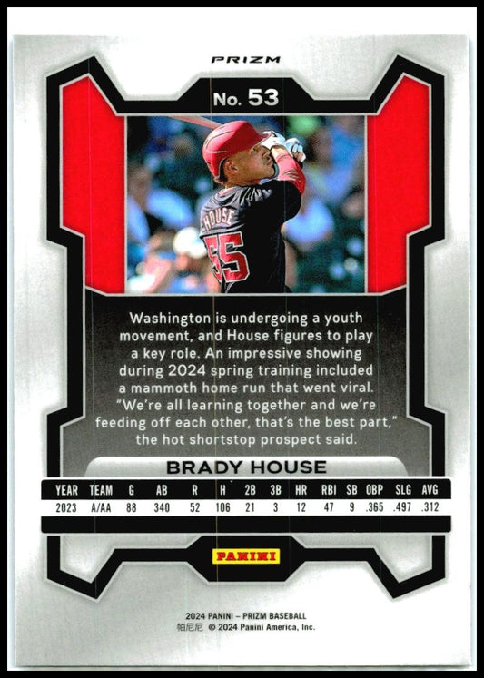 2024 Panini Prizm Blue Ice Prizms #53 Brady House Washington Nationals