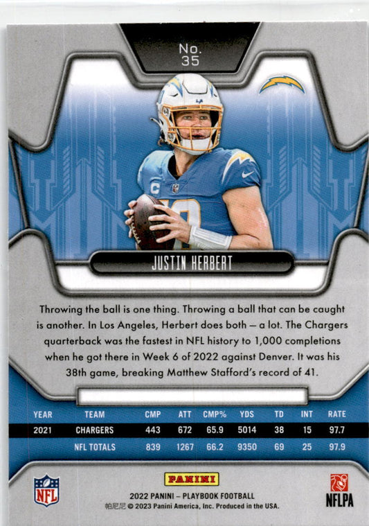 2022 Playbook Blue Mosaic Prizm Parallel #35 Justin Herbert Los Angeles Charges