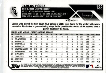 2023 Topps Chrome #133 Carlos Pérez Chicago White Sox.
