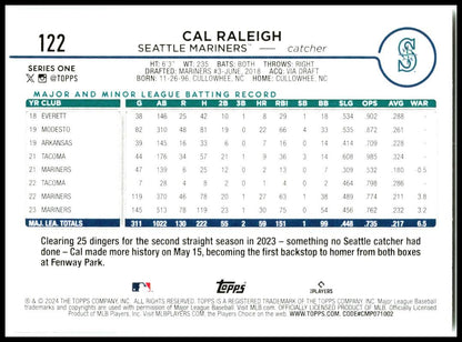 2024 Topps #122 Cal Raleigh Seattle Mariners
