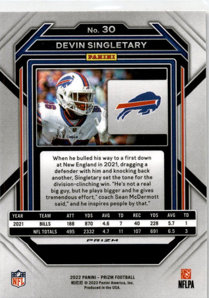 2022 Prizm Red Black Checkerboard #30 Devin Singletary Buffalo Bills