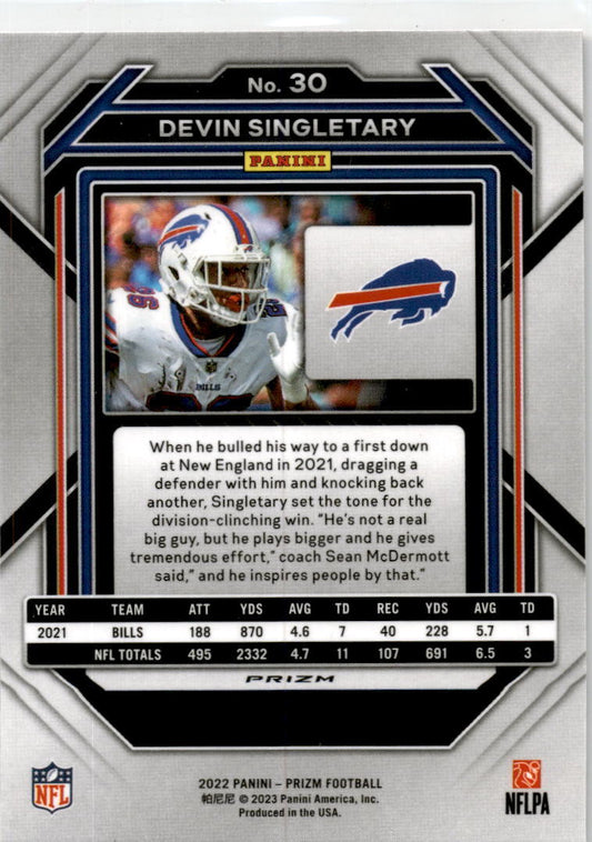 2022 Prizm Red Black Checkerboard #30 Devin Singletary Buffalo Bills