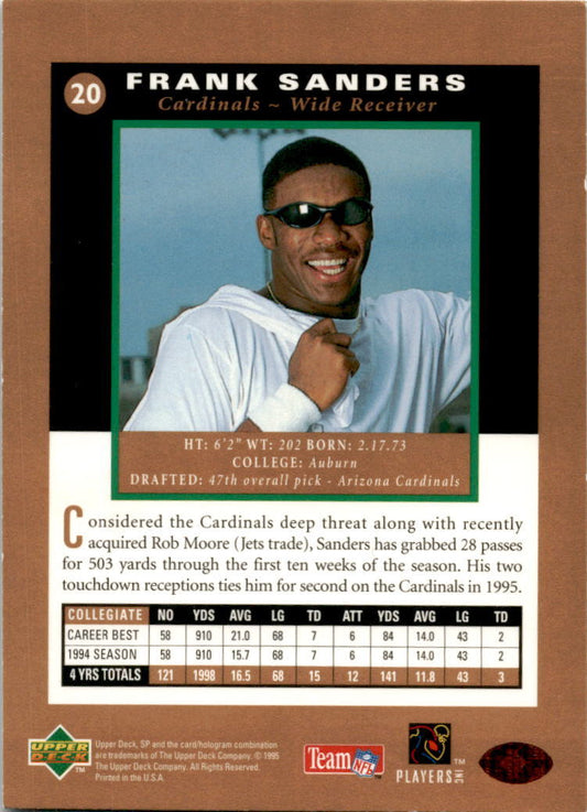 1995 SP #20 Frank Sanders Rookie Arizona Cardinals