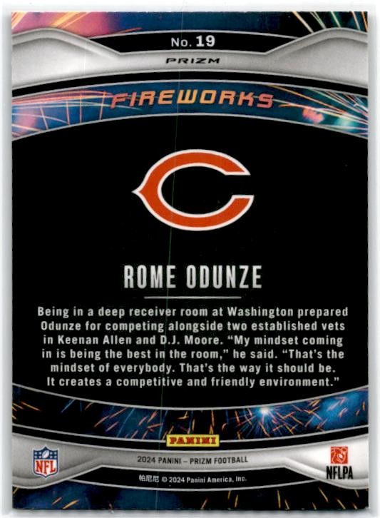 2024 Panini Prizm Fireworks Green Prizm #19 Rome Odunze Chicago Bears