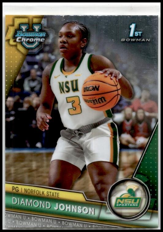 2023-24 Bowman University Chrome #22 Diamond Johnson Norfolk State Spartans