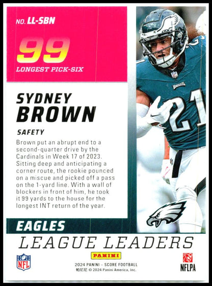 2024 Score League Leaders #LL-SBN Sydney Brown Philadelphia Eagles