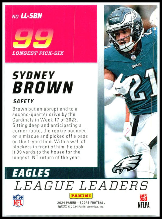2024 Score League Leaders #LL-SBN Sydney Brown Philadelphia Eagles