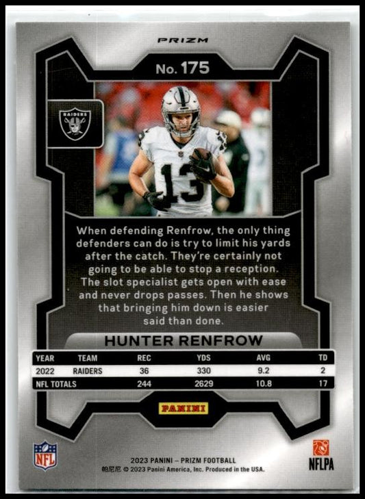 2023 Panini Prizm Green #175 Hunter Renfrow Las Vegas Raiders