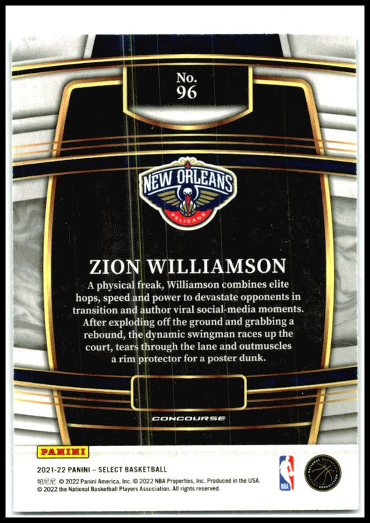 2021-22 Panini Select Blue #96 Zion Williamson New Orleans Pelicans