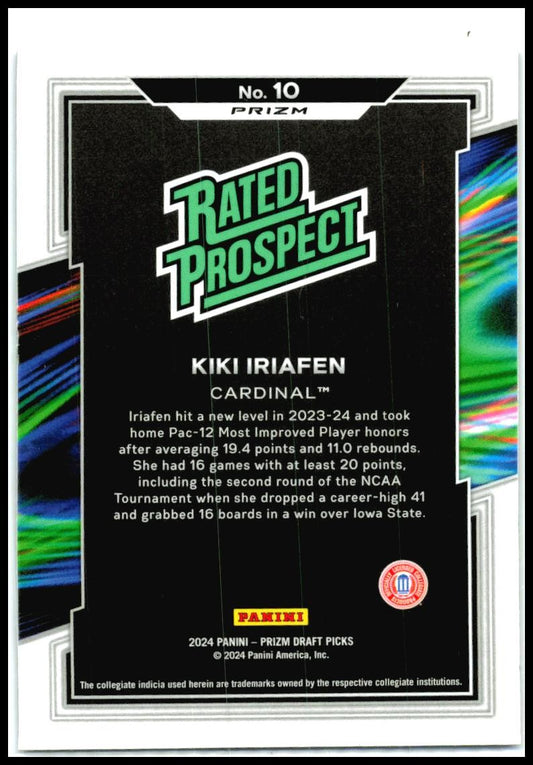 2024 Prizm Draft Picks Rated Prospect Purple Wave #10 Kiki Iriafen Mystics