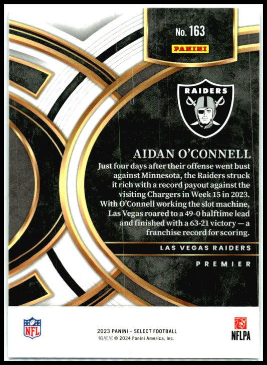 2023 Panini Select #163 Aidan O'Connell Rookie Las Vegas Raiders