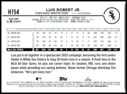 2024 Topps Holiday #H154 Luis Robert Jr. Chicago White Sox