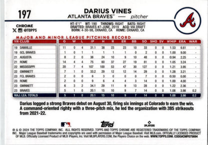 2024 Topps Chrome Xfractor #197 Darius Vines Atlanta Braves