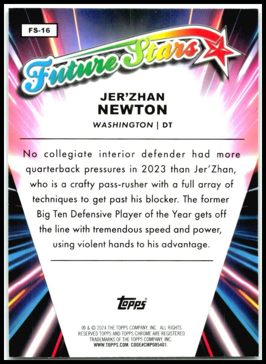 2024 Topps Chrome Future Stars Refractor #FS-16 Jer'Zhan Newton Washington