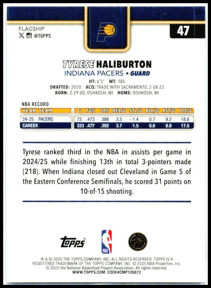 2025-26 Topps Rainbow Foilboard #47 Tyrese Haliburton Indiana Pacers