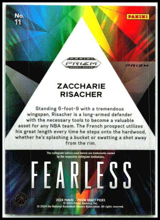 2024 Panini Prizm Draft Picks Fearless #11 Zaccharie Risacher