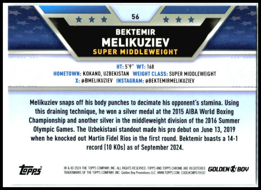 2024 Topps Chrome Boxing Shimmer #56 Bektemir Melikuziev