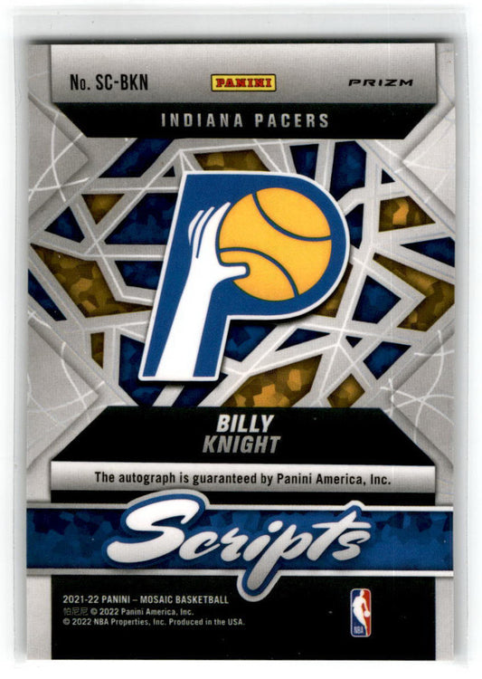 2021-22 Panini Mosaic Script #SC-BKN Billy Knight Auto Indiana Pacers