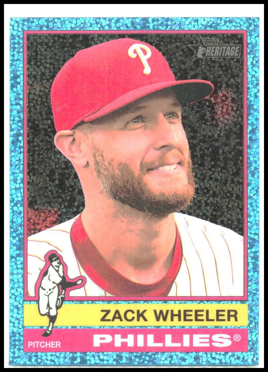 2025 Topps Heritage Light Blue Speckle #65 Zack Wheeler Phillies