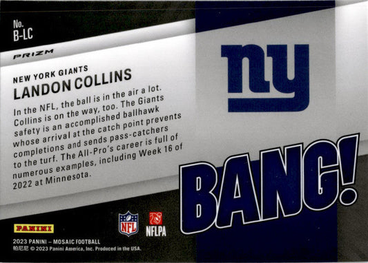 2023 Panini Mosaic Bang Green #B-LC Landon Collins New York Giants
