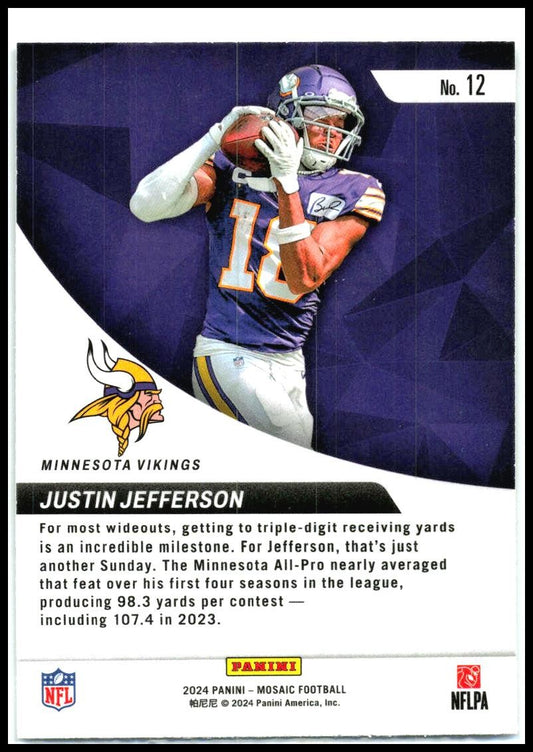 2024 Panini Mosaic Elevate #12 Justin Jefferson Minnesota Vikings