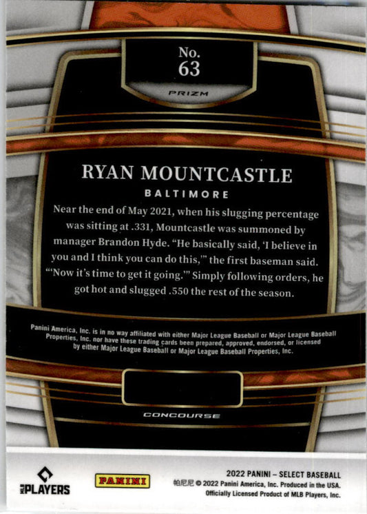 2022 Panini Select Holo #63 Ryan Mountcastle Baltimore Orioles